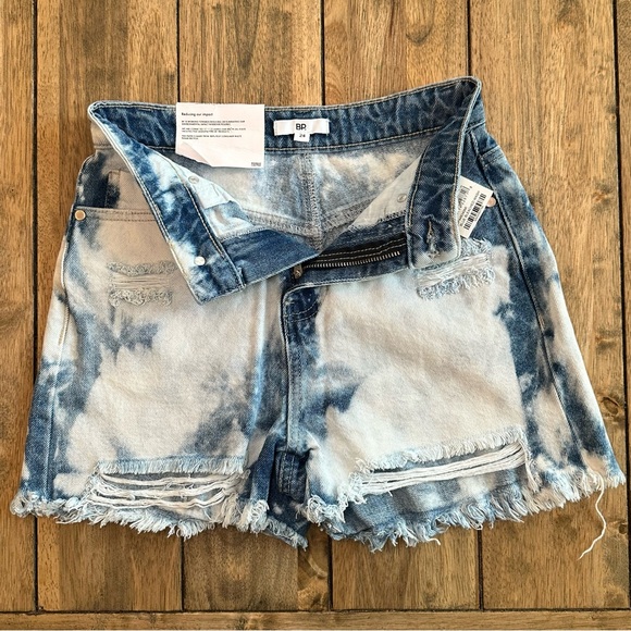 New BP Women's High Rise Distressed Bleached Cotton Ripped Denim Shorts / Sz 24 - Picture 11 of 14